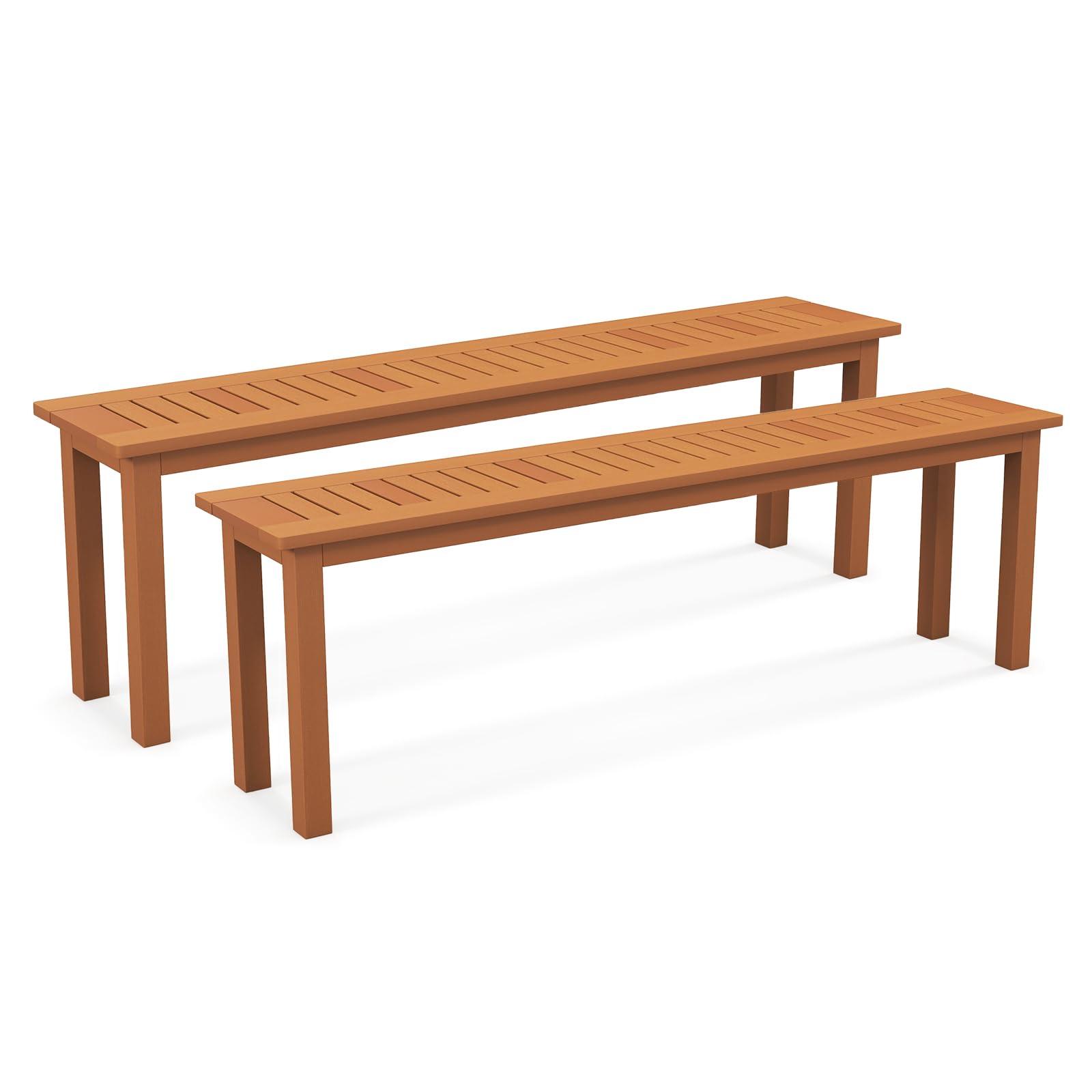 Tangkula Outdoor Wood Bench 59” Long Patio Dining Bench